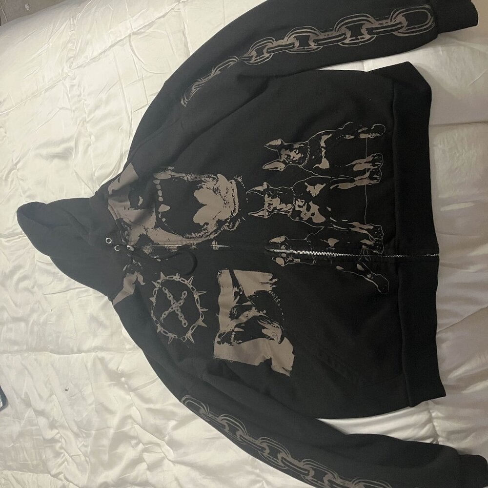 grunge zip hoodie dogs